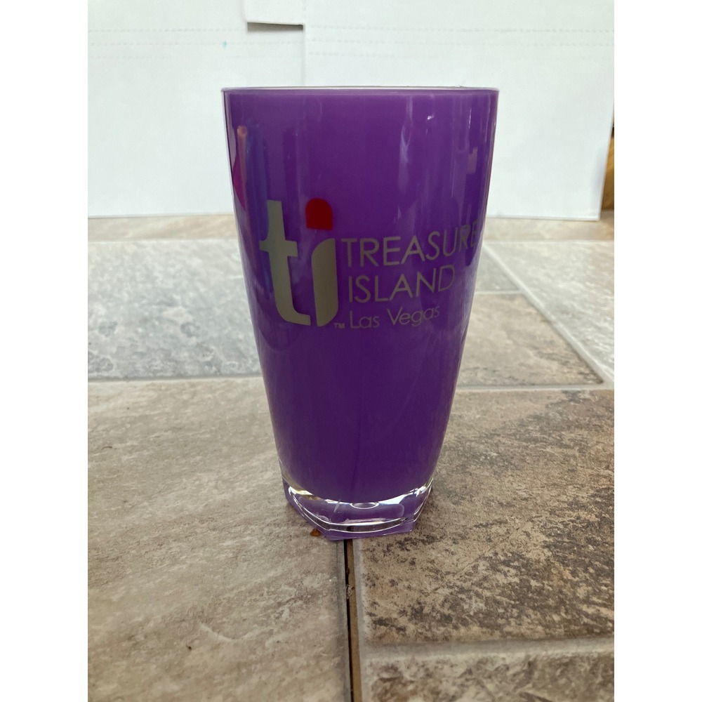Treasure Island Las Vegas Purple Souvenir Glass Hexagonal Base TI Casino Tumbler